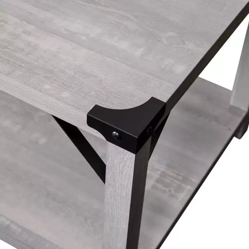 Merrick Lane Modern Farmhouse Engineered Wood Coffee Table and Powder Coated Steel Accents