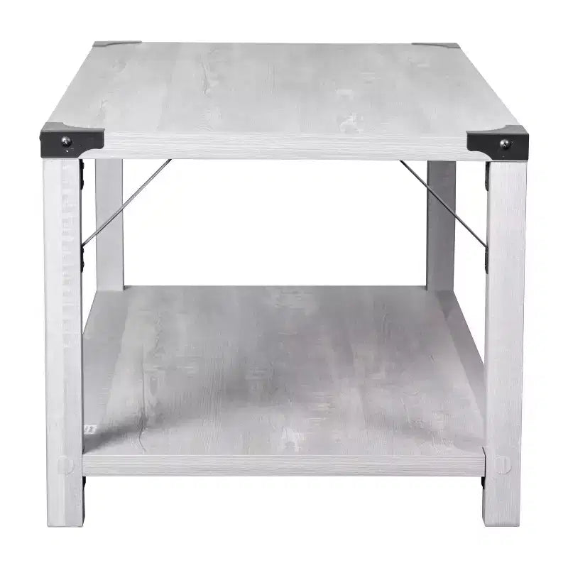 Merrick Lane Modern Farmhouse Engineered Wood Coffee Table and Powder Coated Steel Accents