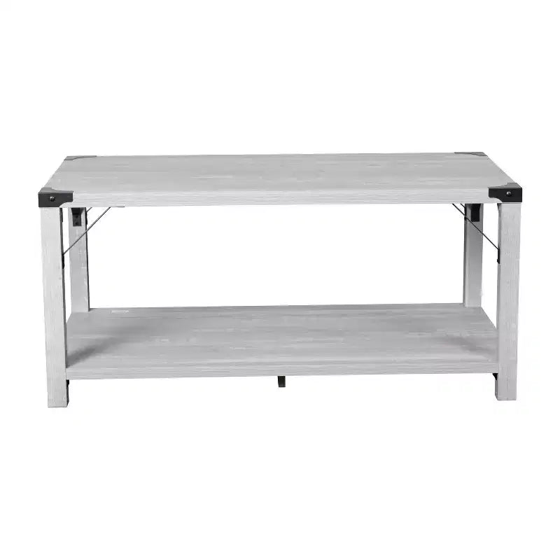 Merrick Lane Modern Farmhouse Engineered Wood Coffee Table and Powder Coated Steel Accents