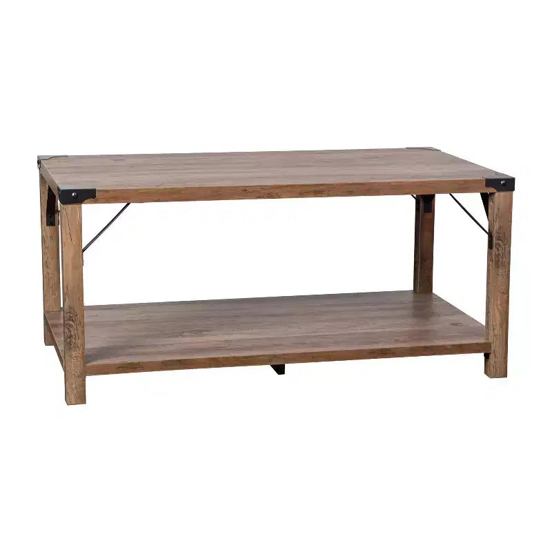 Merrick Lane Modern Farmhouse Engineered Wood Coffee Table and Powder Coated Steel Accents