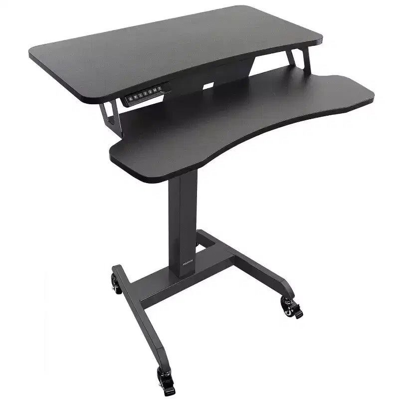 Mount-It! Electric Mobile Adjustable Standing Workstation with Wheels | Rolling Sit Stand Workstation with Programmable Height Adjustment Controller