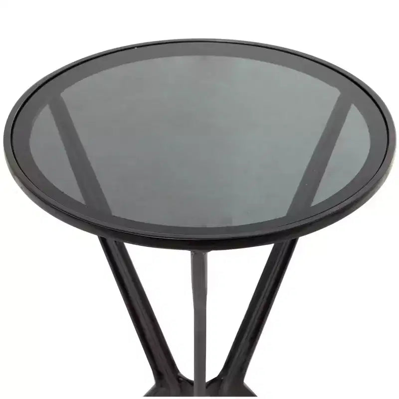 Modern Aluminum and Smoke Glass Accent Table - Olivia & May