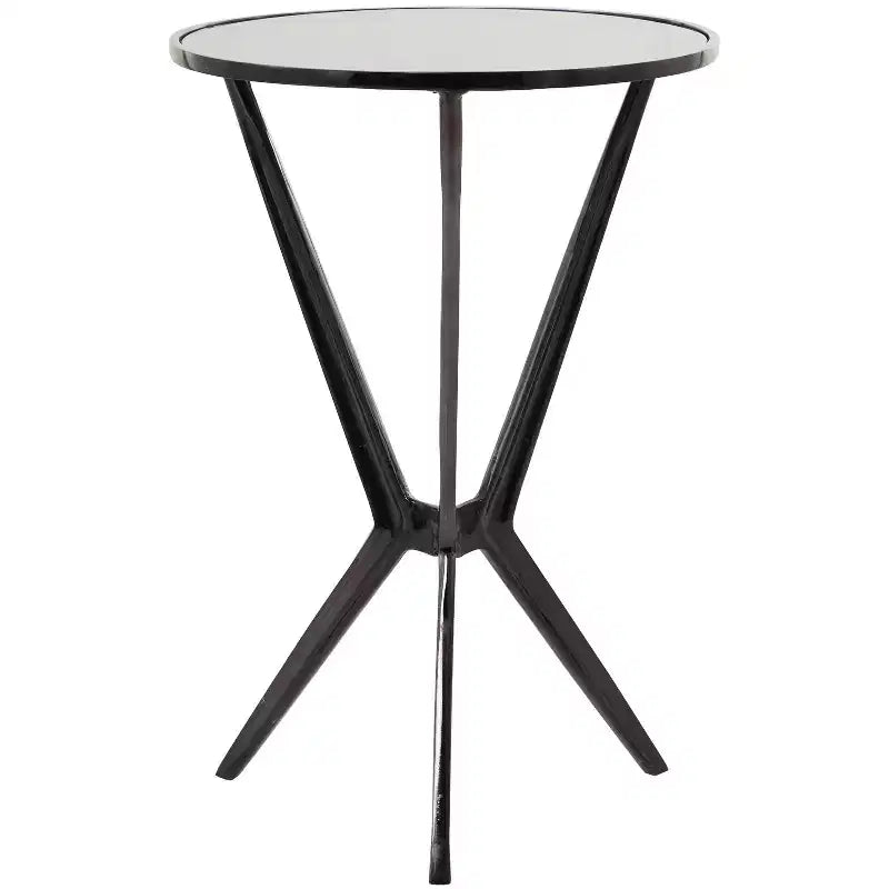 Modern Aluminum and Smoke Glass Accent Table - Olivia & May