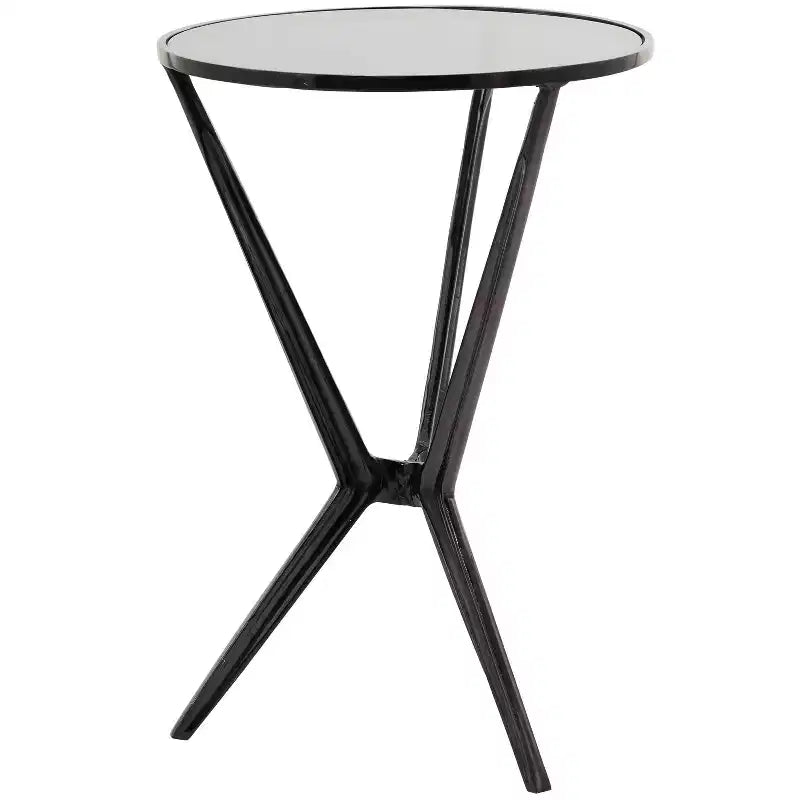 Modern Aluminum and Smoke Glass Accent Table - Olivia & May