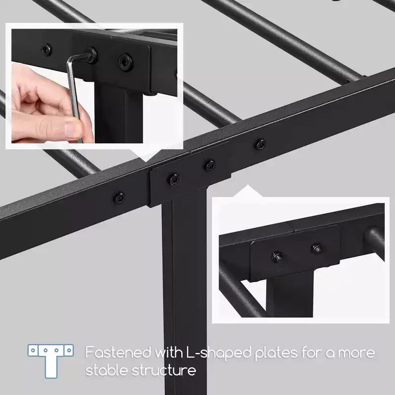Yaheetech Metal Platform Bed Frame with Spindle Headboard and Footboard