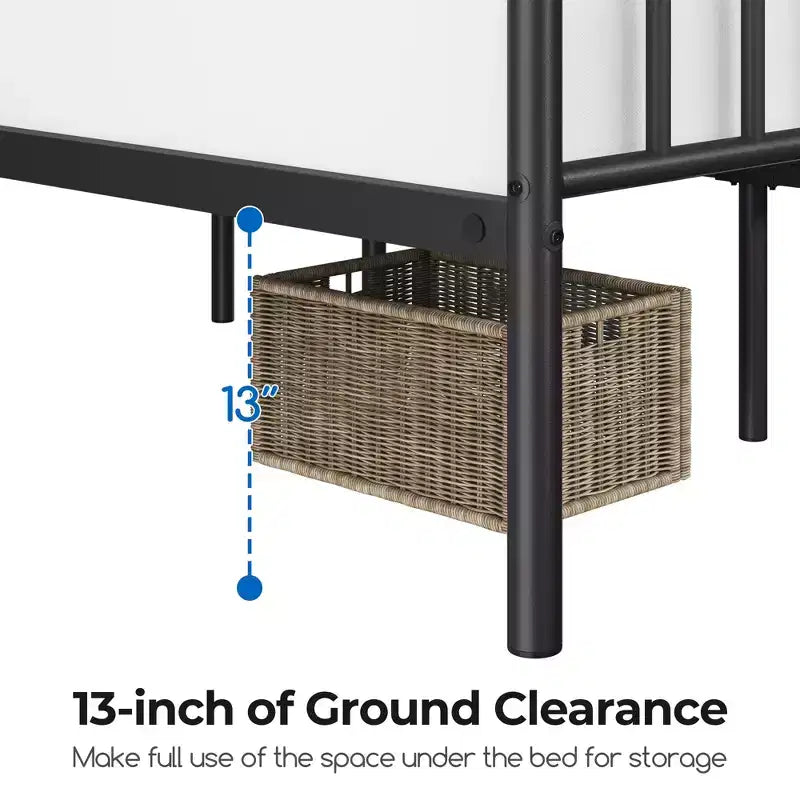 Yaheetech Metal Platform Bed Frame with Spindle Headboard and Footboard