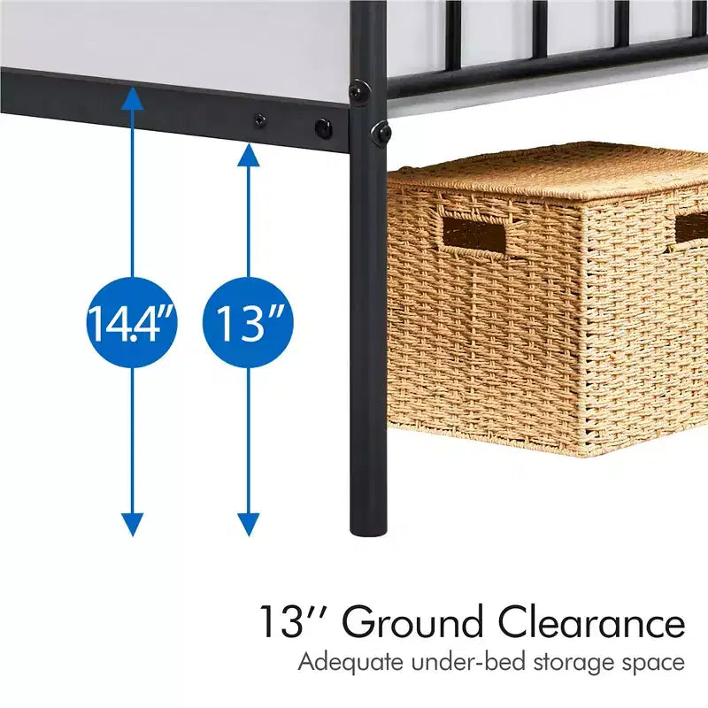 Yaheetech Metal Platform Bed Frame with Spindle Headboard and Footboard