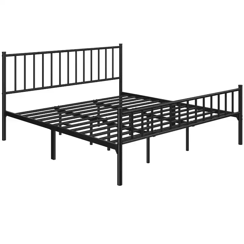 Yaheetech Metal Platform Bed Frame with Spindle Headboard and Footboard