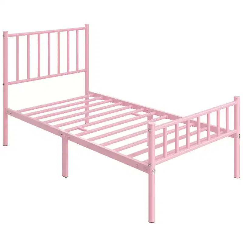 Yaheetech Metal Platform Bed Frame with Spindle Headboard and Footboard