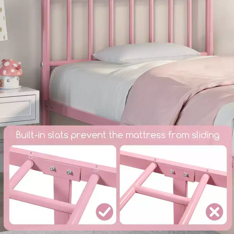 Yaheetech Metal Platform Bed Frame with Spindle Headboard and Footboard