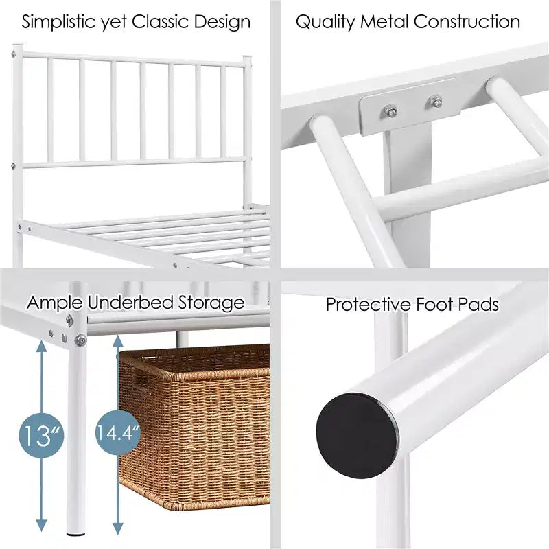 Yaheetech Metal Platform Bed Frame with Spindle Headboard and Footboard