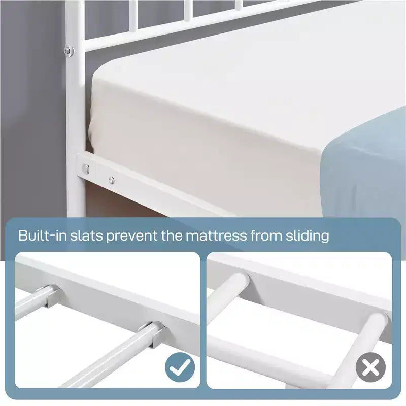 Yaheetech Metal Platform Bed Frame with Spindle Headboard and Footboard