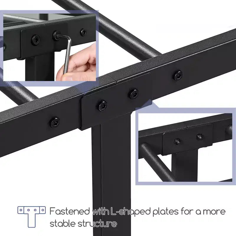 Yaheetech Metal Platform Bed Frame with Spindle Headboard and Footboard