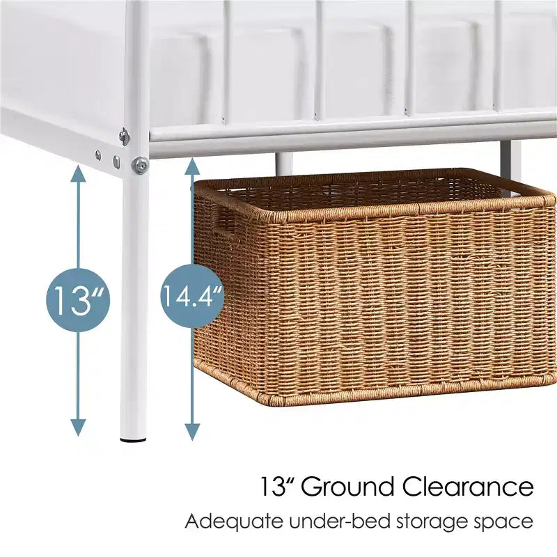 Yaheetech Metal Platform Bed Frame with Spindle Headboard and Footboard