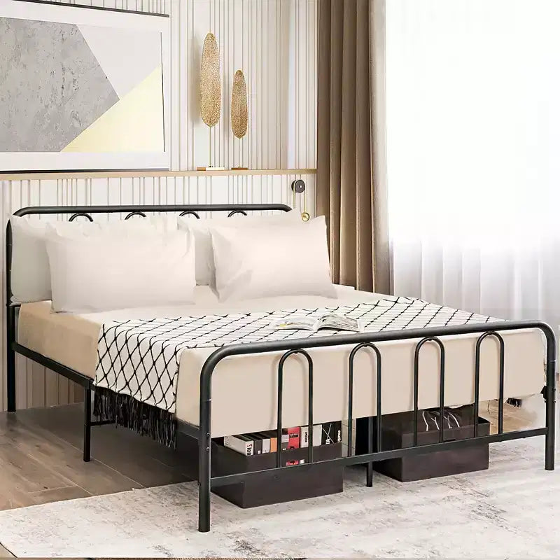 Costway Stylish Full Size Metal Bed Frame Platform Bed Base w/ Headboard & Footboard