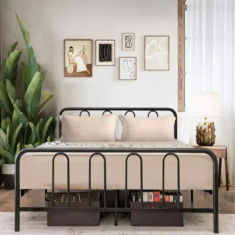 Costway Stylish Full Size Metal Bed Frame Platform Bed Base w/ Headboard & Footboard