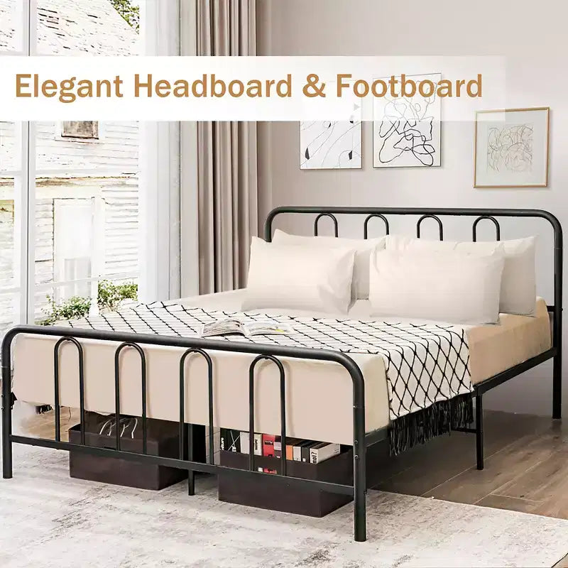 Costway Stylish Full Size Metal Bed Frame Platform Bed Base w/ Headboard & Footboard