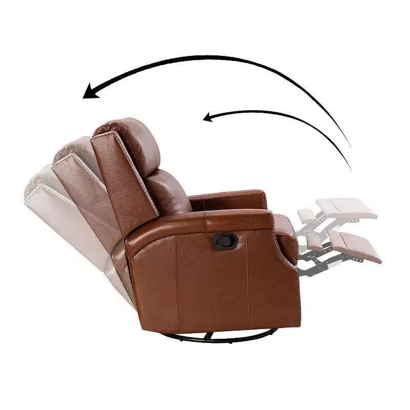 Favonius Genuine Leather Swivel Rocker Recliner with Nailhead Trim for Bedroom and Living Room Set of 2| ART OF LIVING DESIGNS