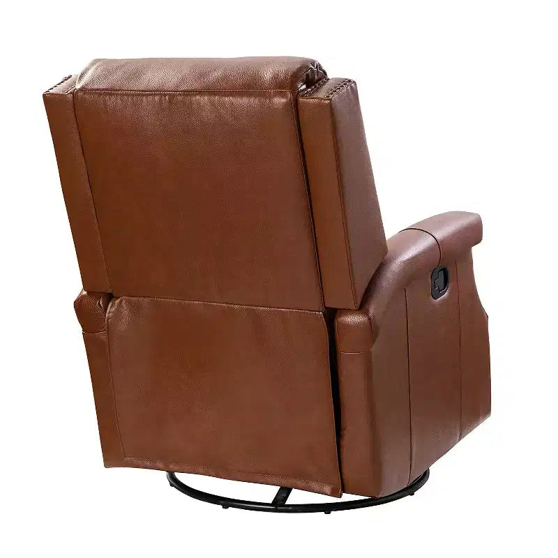 Favonius Genuine Leather Swivel Rocker Recliner with Nailhead Trim for Bedroom and Living Room Set of 2| ART OF LIVING DESIGNS