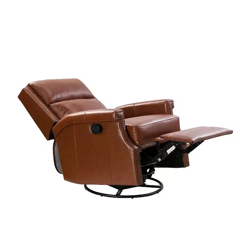 Favonius Genuine Leather Swivel Rocker Recliner with Nailhead Trim for Bedroom and Living Room Set of 2| ART OF LIVING DESIGNS