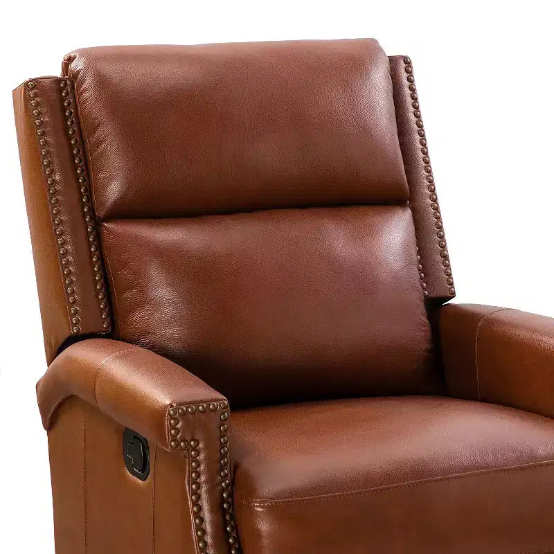 Favonius Genuine Leather Swivel Rocker Recliner with Nailhead Trim for Bedroom and Living Room Set of 2| ART OF LIVING DESIGNS