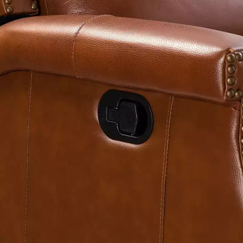 Favonius Genuine Leather Swivel Rocker Recliner with Nailhead Trim for Bedroom and Living Room Set of 2| ART OF LIVING DESIGNS
