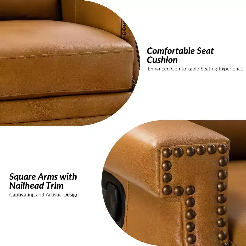 Favonius Genuine Leather Swivel Rocker Recliner with Nailhead Trim for Bedroom and Living Room Set of 2| ART OF LIVING DESIGNS