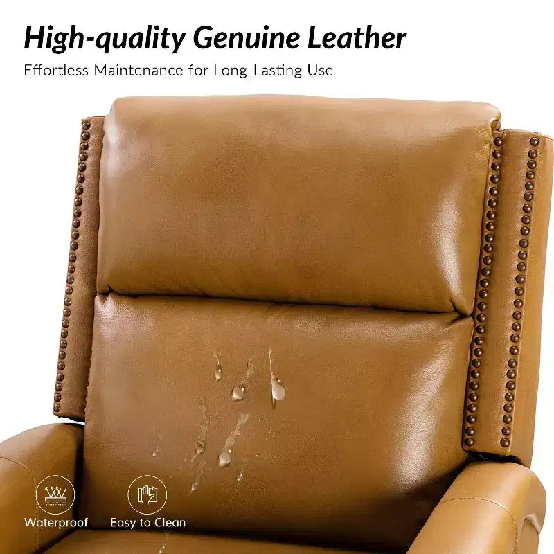 Favonius Genuine Leather Swivel Rocker Recliner with Nailhead Trim for Bedroom and Living Room Set of 2| ART OF LIVING DESIGNS