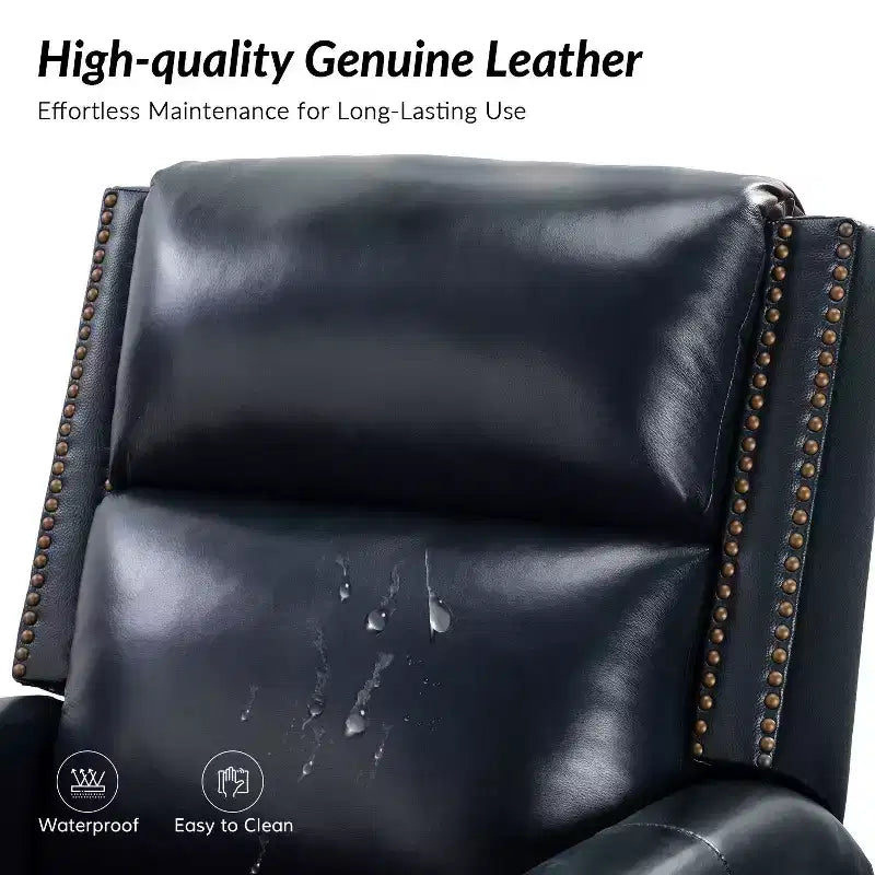 Favonius Genuine Leather Swivel Rocker Recliner with Nailhead Trim for Bedroom and Living Room Set of 2| ART OF LIVING DESIGNS