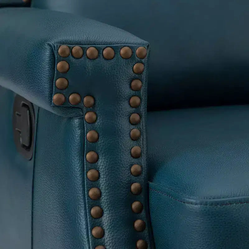 Favonius Genuine Leather Swivel Rocker Recliner with Nailhead Trim for Bedroom and Living Room Set of 2| ART OF LIVING DESIGNS