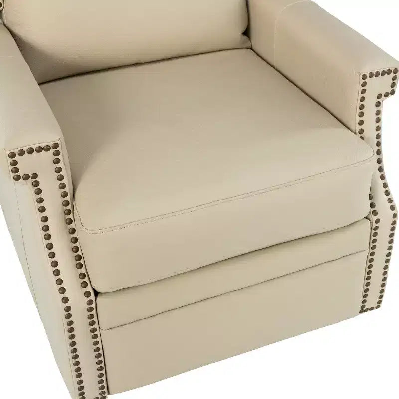 Favonius Genuine Leather Swivel Rocker Recliner with Nailhead Trim for Bedroom and Living Room Set of 2| ART OF LIVING DESIGNS