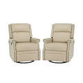 Favonius Genuine Leather Swivel Rocker Recliner with Nailhead Trim for Bedroom and Living Room Set of 2| ART OF LIVING DESIGNS