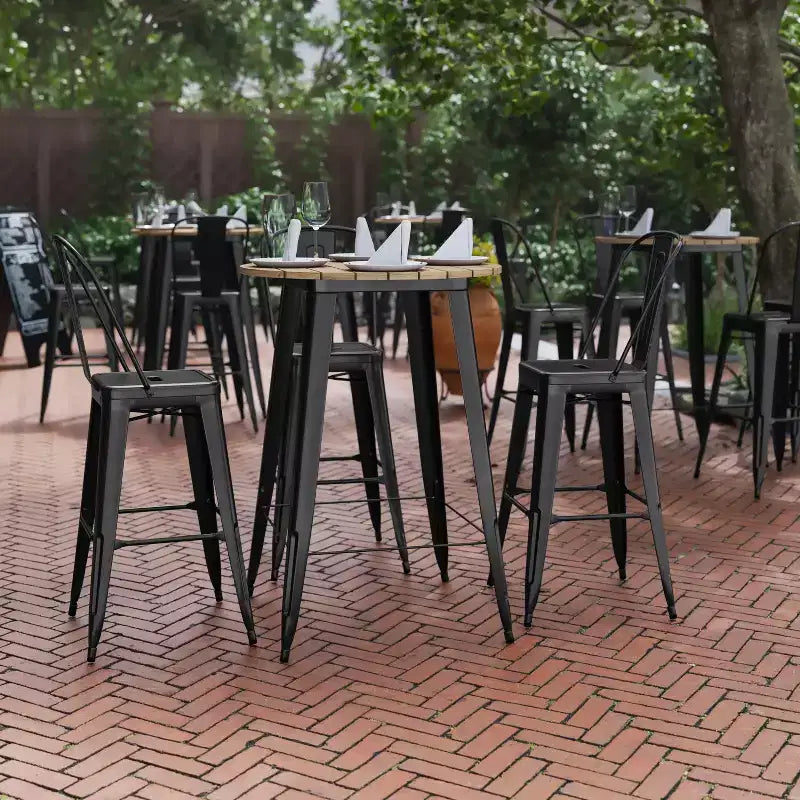 Flash Furniture Declan Commercial Indoor/Outdoor Bar Top Table, 30 Round All Weather Poly Resin Top with Steel base