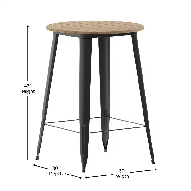 Flash Furniture Declan Commercial Indoor/Outdoor Bar Top Table, 30 Round All Weather Poly Resin Top with Steel base