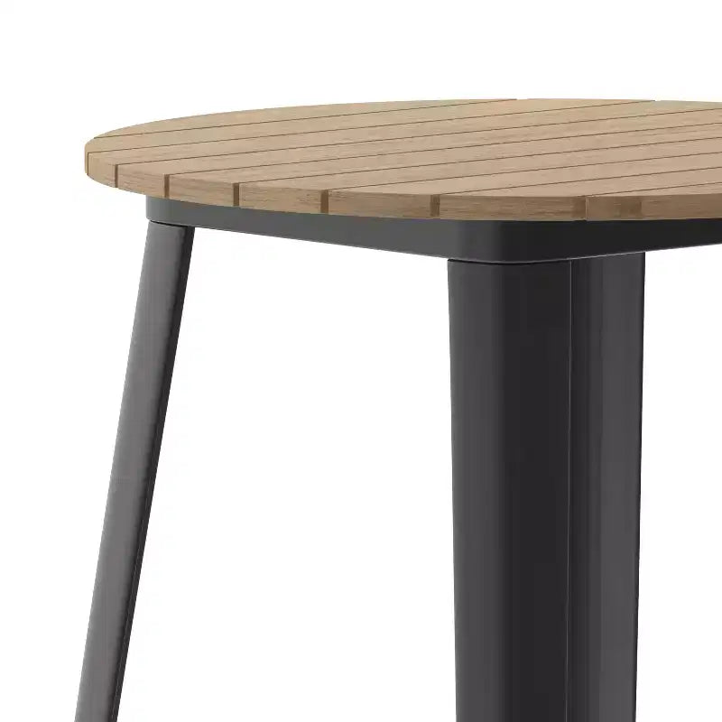 Flash Furniture Declan Commercial Indoor/Outdoor Bar Top Table, 30 Round All Weather Poly Resin Top with Steel base