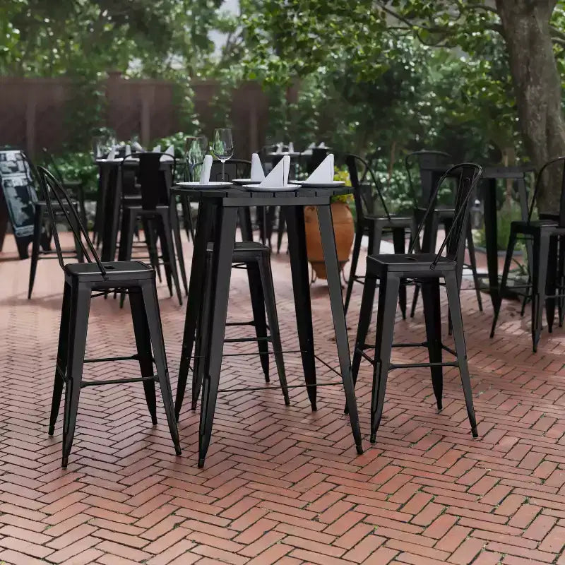 Flash Furniture Declan Commercial Indoor/Outdoor Bar Top Table, 30 Round All Weather Poly Resin Top with Steel base