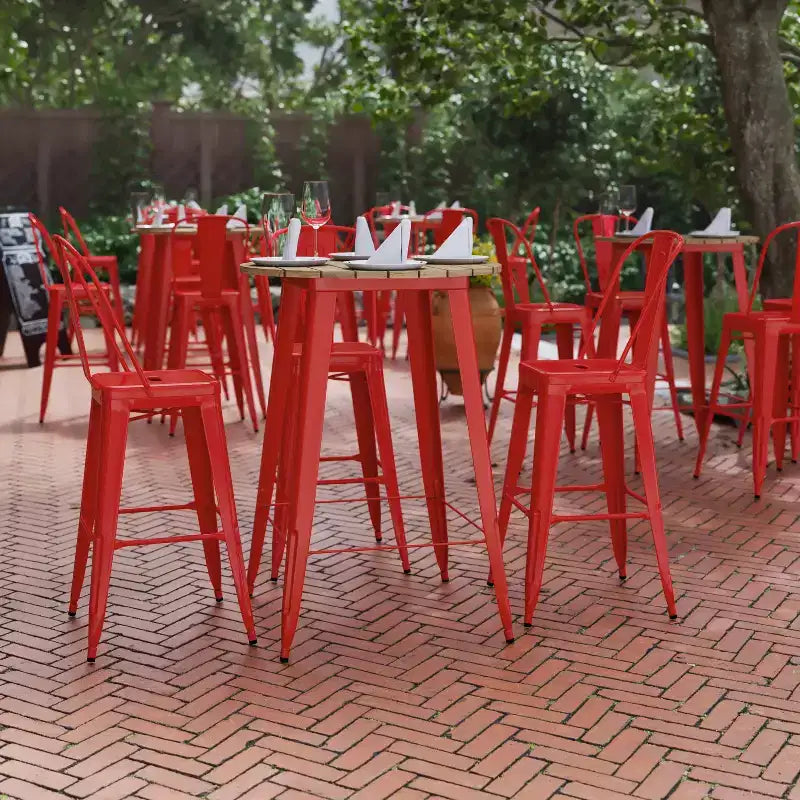 Flash Furniture Declan Commercial Indoor/Outdoor Bar Top Table, 30 Round All Weather Poly Resin Top with Steel base