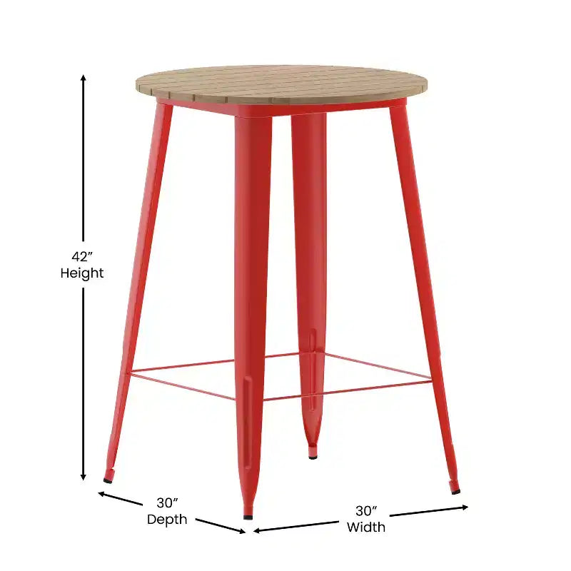 Flash Furniture Declan Commercial Indoor/Outdoor Bar Top Table, 30 Round All Weather Poly Resin Top with Steel base