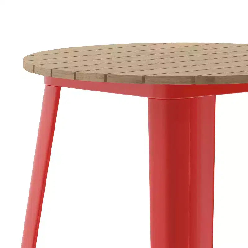 Flash Furniture Declan Commercial Indoor/Outdoor Bar Top Table, 30 Round All Weather Poly Resin Top with Steel base