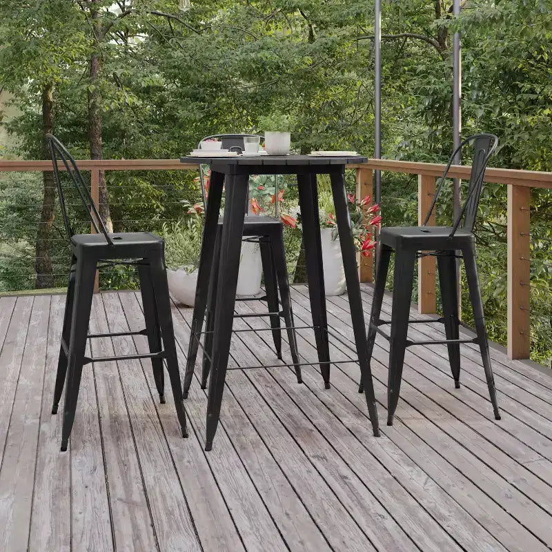 Flash Furniture Declan Commercial Indoor/Outdoor Bar Top Table, 30 Round All Weather Poly Resin Top with Steel base