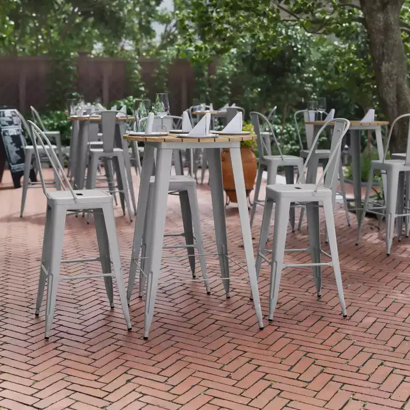 Flash Furniture Declan Commercial Indoor/Outdoor Bar Top Table, 30 Round All Weather Poly Resin Top with Steel base