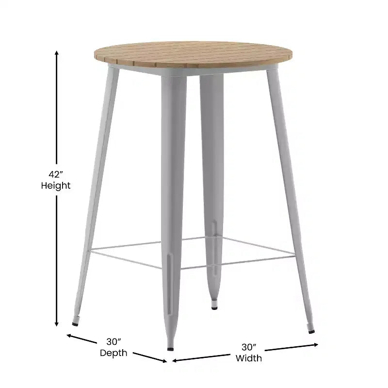 Flash Furniture Declan Commercial Indoor/Outdoor Bar Top Table, 30 Round All Weather Poly Resin Top with Steel base