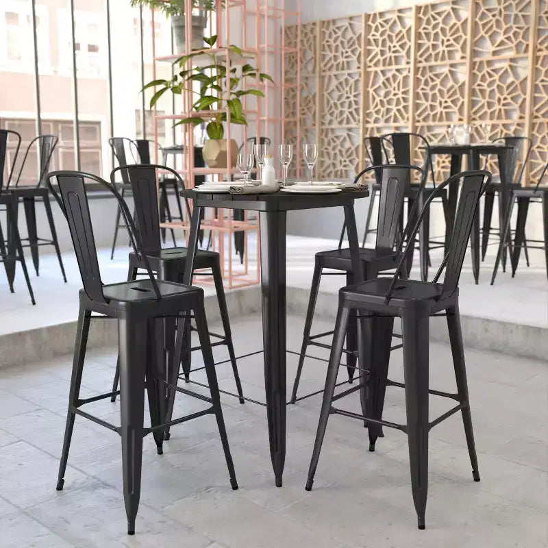 Flash Furniture Declan Commercial Indoor/Outdoor Bar Top Table, 30 Round All Weather Poly Resin Top with Steel base