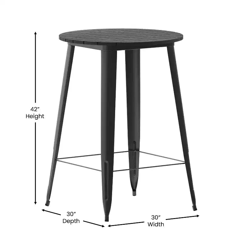 Flash Furniture Declan Commercial Indoor/Outdoor Bar Top Table, 30 Round All Weather Poly Resin Top with Steel base