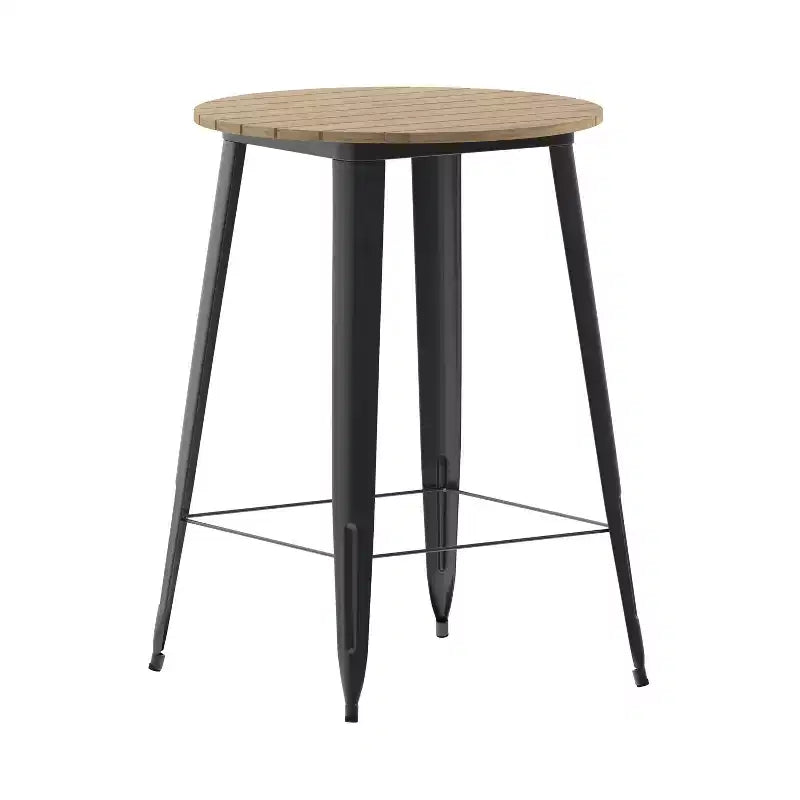 Flash Furniture Declan Commercial Indoor/Outdoor Bar Top Table, 30 Round All Weather Poly Resin Top with Steel base