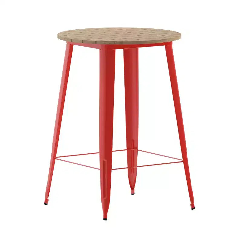 Flash Furniture Declan Commercial Indoor/Outdoor Bar Top Table, 30 Round All Weather Poly Resin Top with Steel base