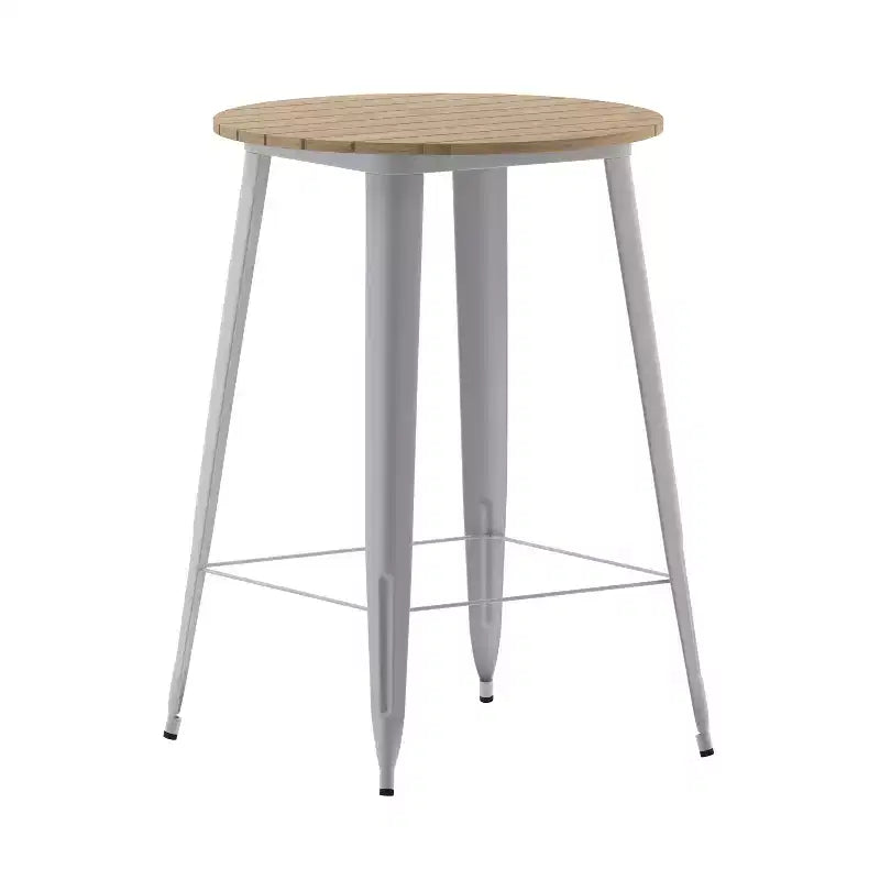 Flash Furniture Declan Commercial Indoor/Outdoor Bar Top Table, 30 Round All Weather Poly Resin Top with Steel base