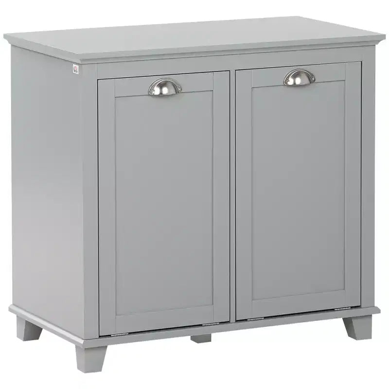 HOMCOM Tilt-Out Laundry Sorter Cabinet, Bathroom Storage Organizer with Two-Compartment Tilt-Out Hamper