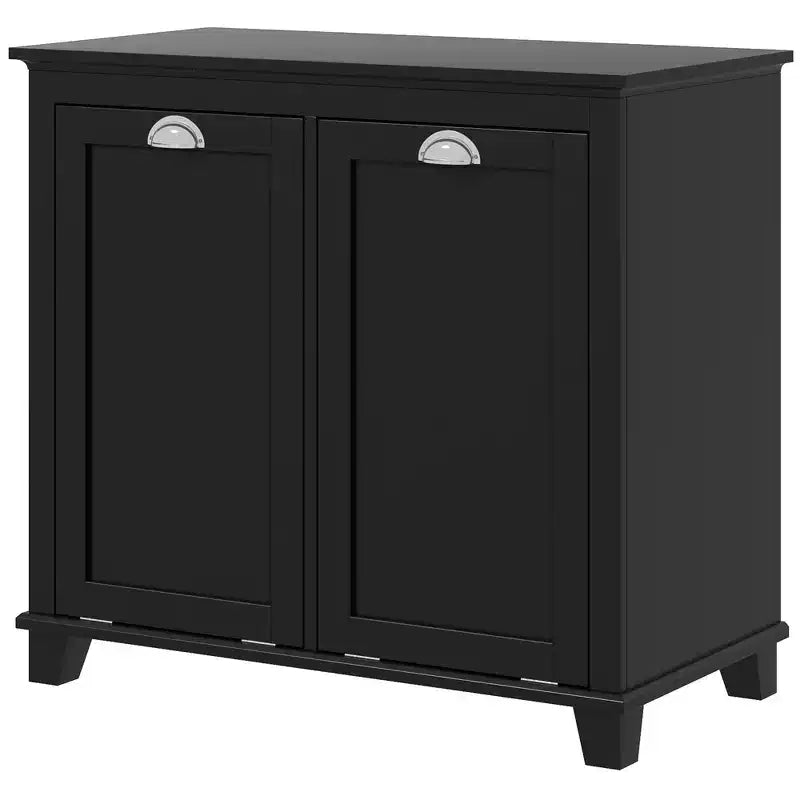 HOMCOM Tilt-Out Laundry Sorter Cabinet, Bathroom Storage Organizer with Two-Compartment Tilt-Out Hamper