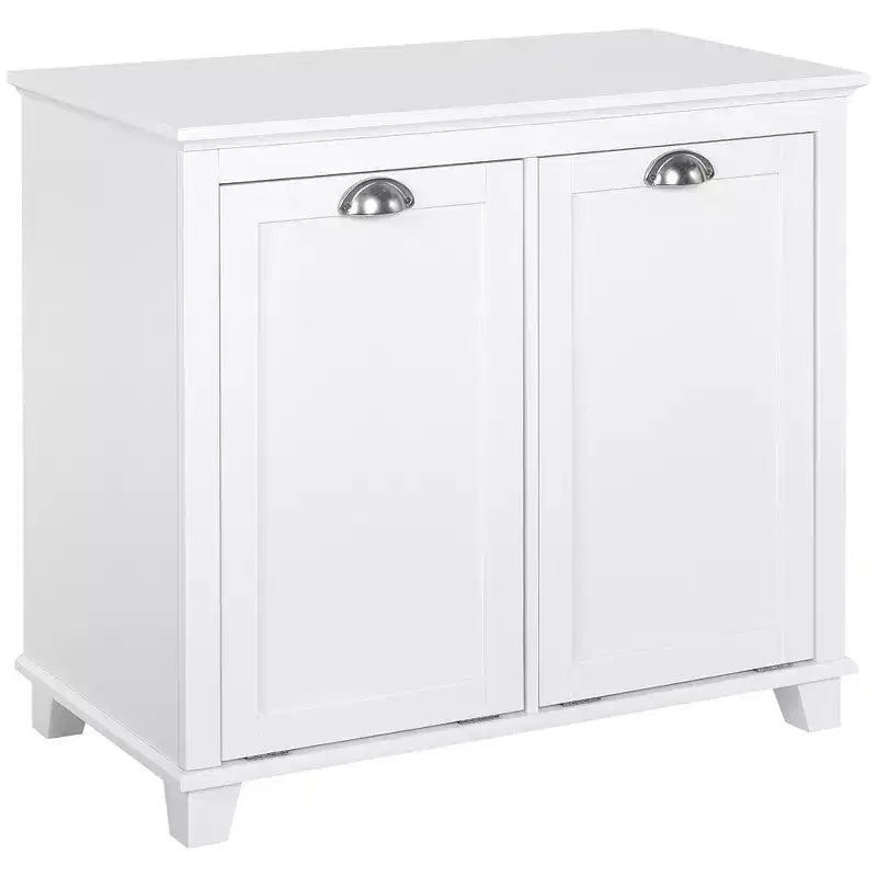 HOMCOM Tilt-Out Laundry Sorter Cabinet, Bathroom Storage Organizer with Two-Compartment Tilt-Out Hamper